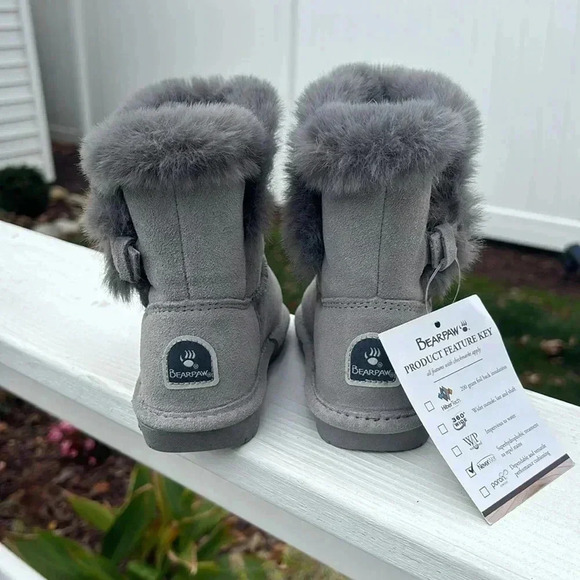 BEARPAW Betsy Gray Fog suede boot, wool blend, sheepskin,rain/stain repellent-11 - Picture 4 of 13